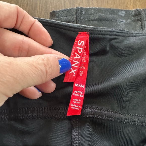 SPANX Black Faux Leather Moto Leggings - Picture 4 of 7